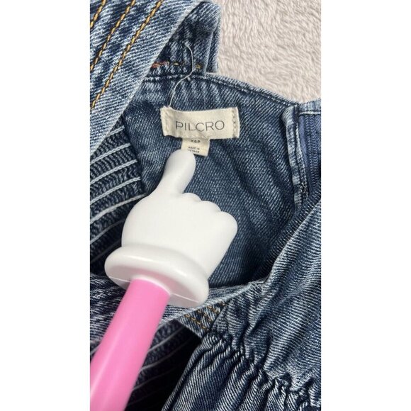 Anthropologie Pilcro Ruched Square-Neck Top Denim Tank Top Size XSP. EUC - Picture 10 of 10